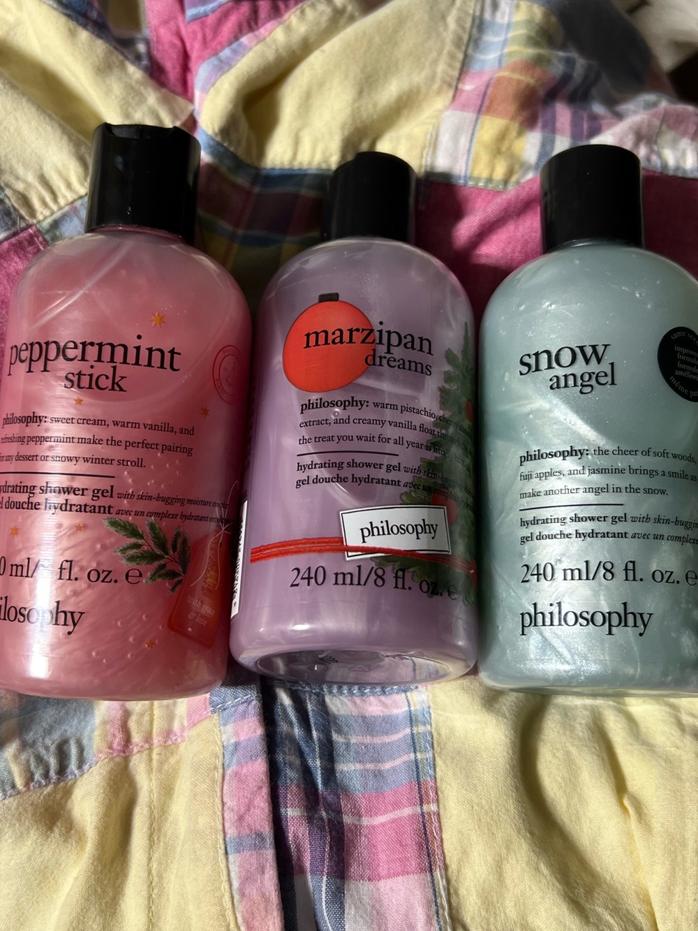 Lot Of 3  Philosophy Marzipan Dreams Snow Angel Peppermint Stick Shower Gel 8oz